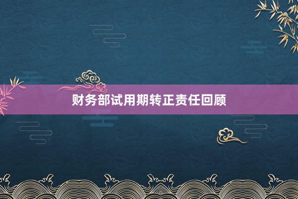 财务部试用期转正责任回顾